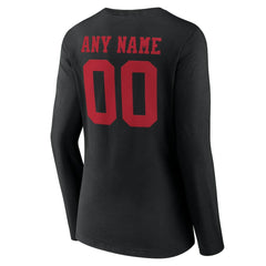Women's Team Authentic Personalized Name & Number Long Sleeve V-Neck T-Shirt - San Francisco 49ers