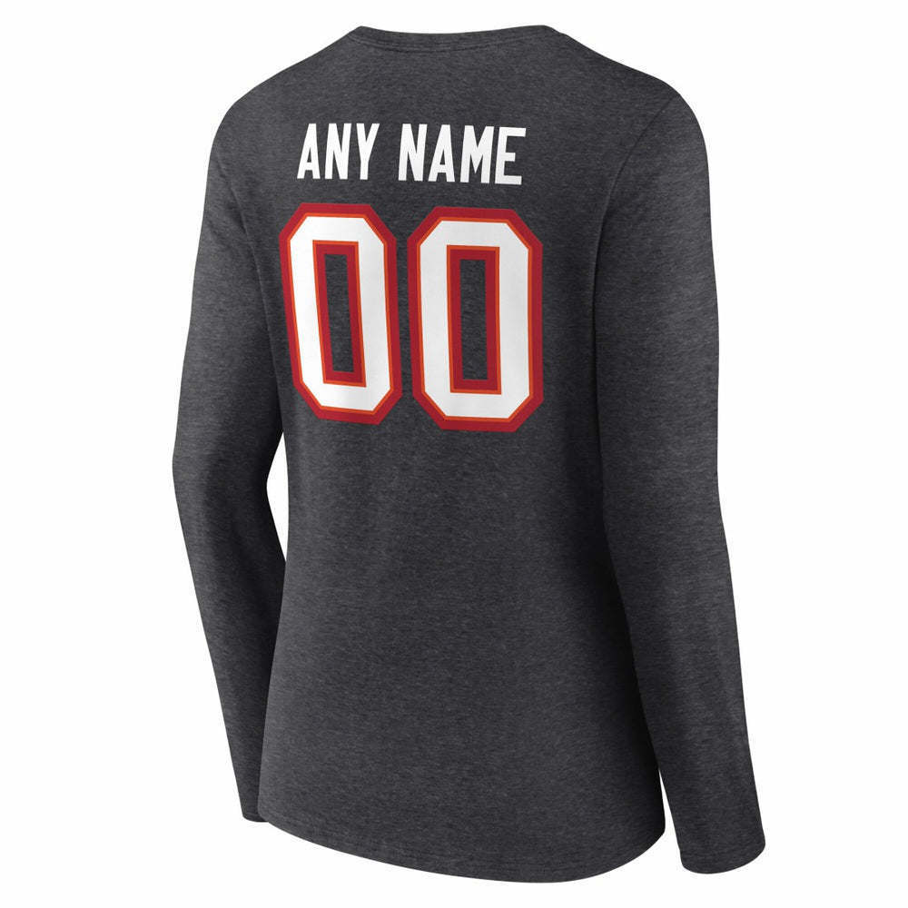 Women's Team Authentic Personalized Name & Number Long Sleeve V-Neck T-Shirt - Tampa Bay Buccaneers