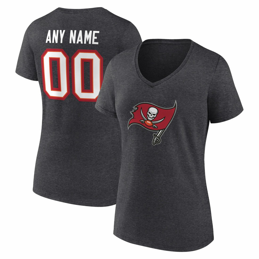 Women's Team Authentic Personalized Name & Number V-Neck T-Shirt - Tampa Bay Buccaneers