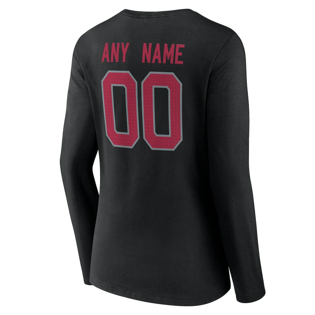 Women's Team Authentic Personalized Name & Number Long Sleeve V-Neck T-Shirt - Arizona Cardinals