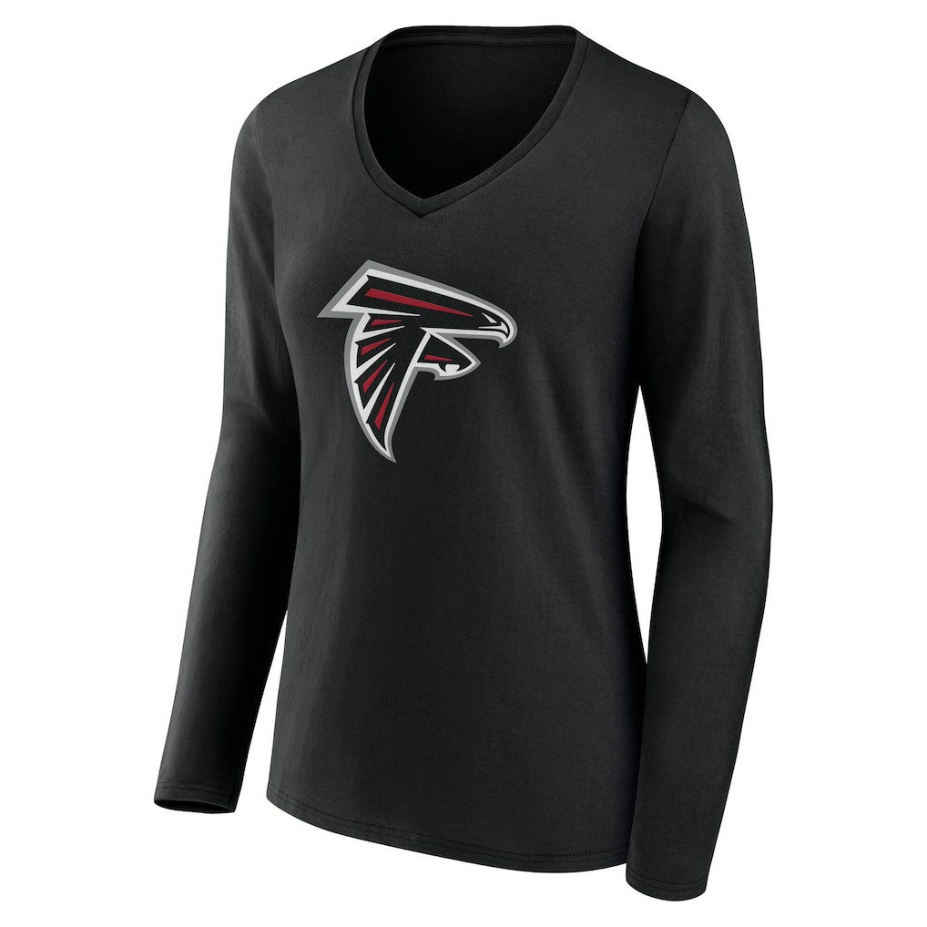 Women's Team Authentic Personalized Name & Number Long Sleeve V-Neck T-Shirt - Atlanta Falcons