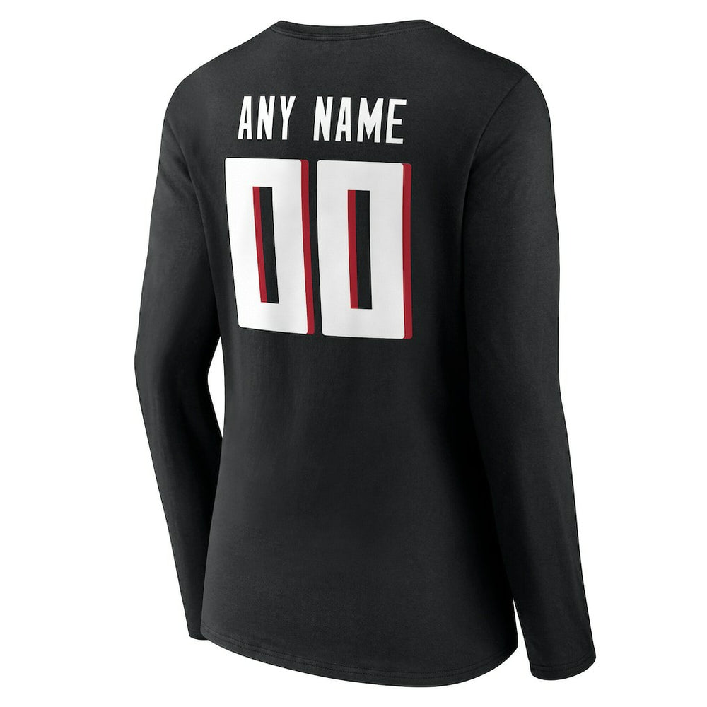 Women's Team Authentic Personalized Name & Number Long Sleeve V-Neck T-Shirt - Atlanta Falcons