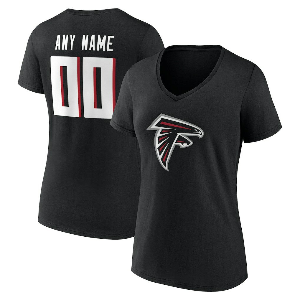 Women's Team Authentic Personalized Name & Number V-Neck T-Shirt - Atlanta Falcons