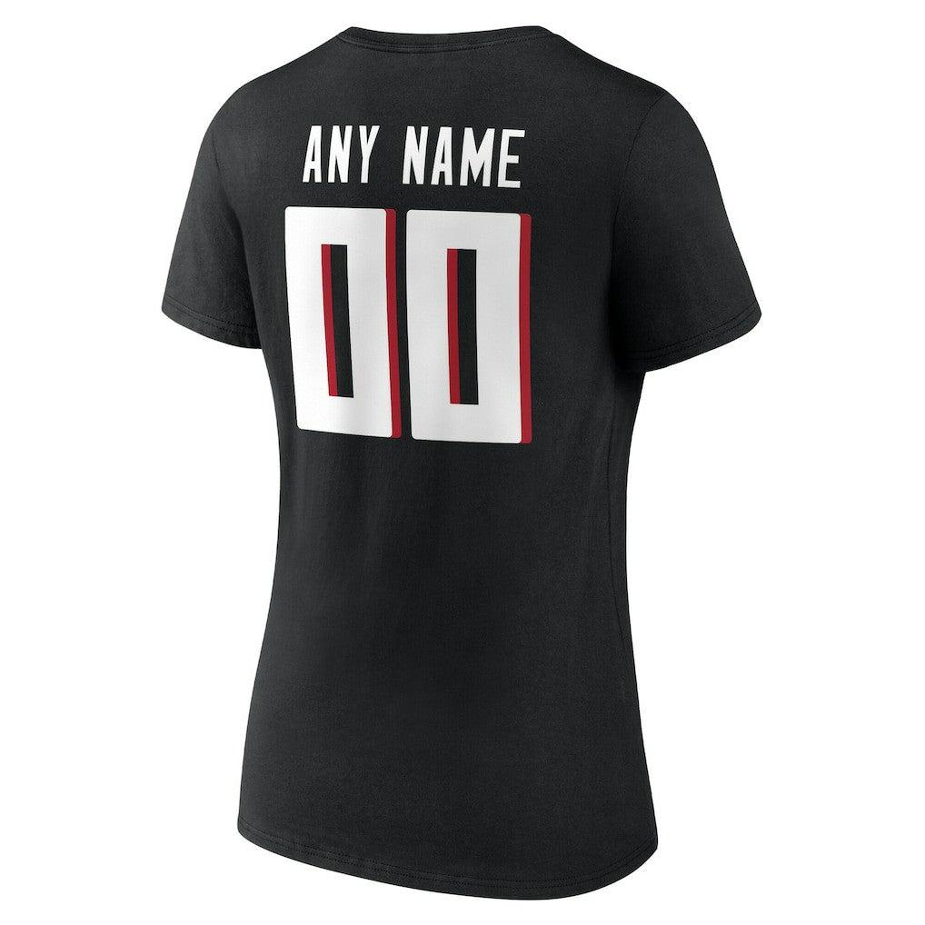 Women's Team Authentic Personalized Name & Number V-Neck T-Shirt - Atlanta Falcons