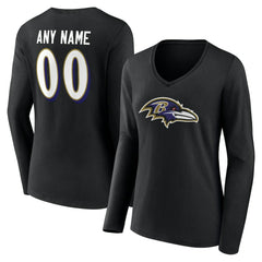 Women's Team Authentic Personalized Name & Number Long Sleeve V-Neck T-Shirt - Baltimore Ravens