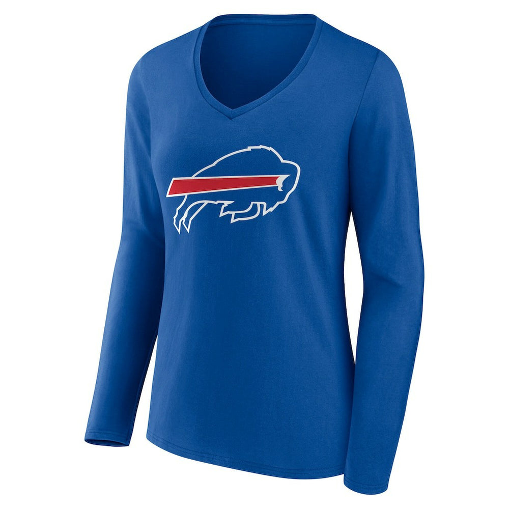 Women's Team Authentic Personalized Name & Number Long Sleeve V-Neck T-Shirt - Buffalo Bills
