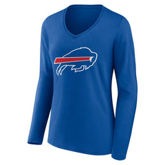 Women's Team Authentic Personalized Name & Number Long Sleeve V-Neck T-Shirt - Buffalo Bills