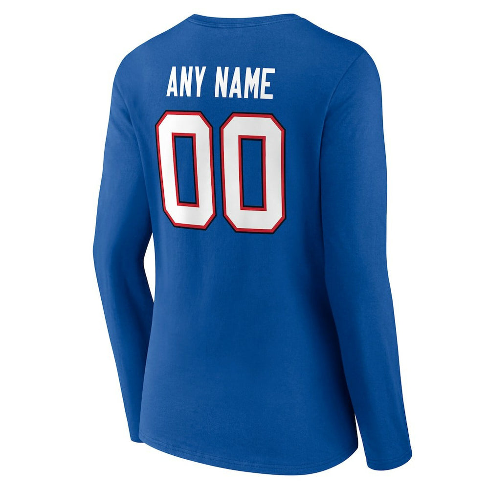 Women's Team Authentic Personalized Name & Number Long Sleeve V-Neck T-Shirt - Buffalo Bills