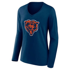 Women's Team Authentic Personalized Name & Number Long Sleeve V-Neck T-Shirt - Chicago Bears
