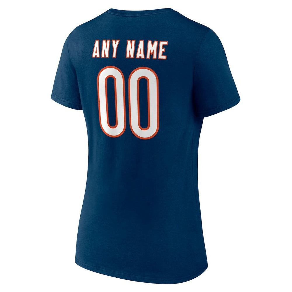 Women's Team Authentic Personalized Name & Number V-Neck T-Shirt - Chicago Bears