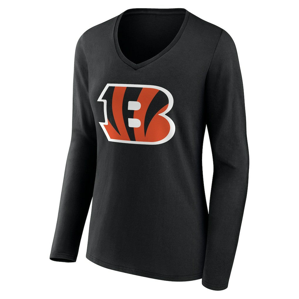 Women's Team Authentic Personalized Name & Number Long Sleeve V-Neck T-Shirt - Cincinnati Bengals