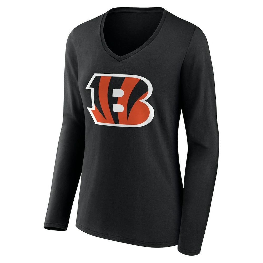 Women's Team Authentic Personalized Name & Number Long Sleeve V-Neck T-Shirt - Cincinnati Bengals