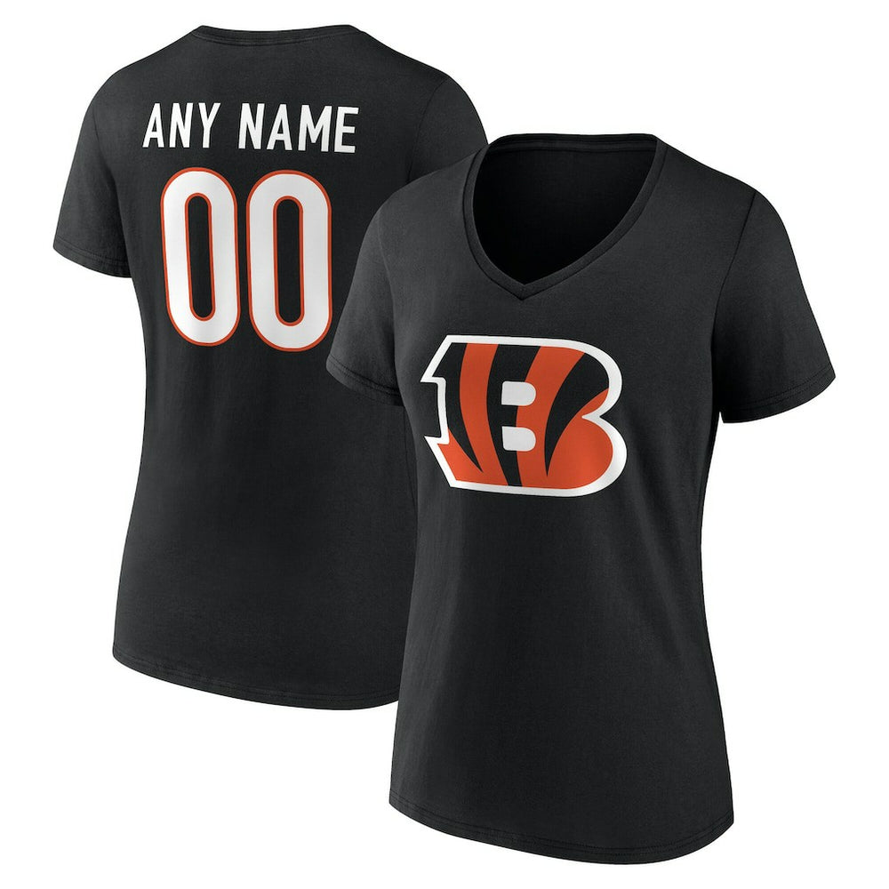 Women's Team Authentic Personalized Name & Number V-Neck T-Shirt - Cincinnati Bengals