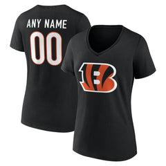 Women's Team Authentic Personalized Name & Number V-Neck T-Shirt - Cincinnati Bengals
