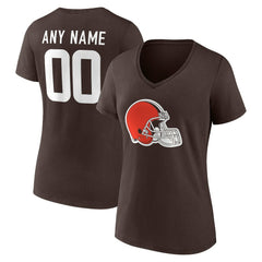 Women's Team Authentic Personalized Name & Number V-Neck T-Shirt - Cleveland Browns