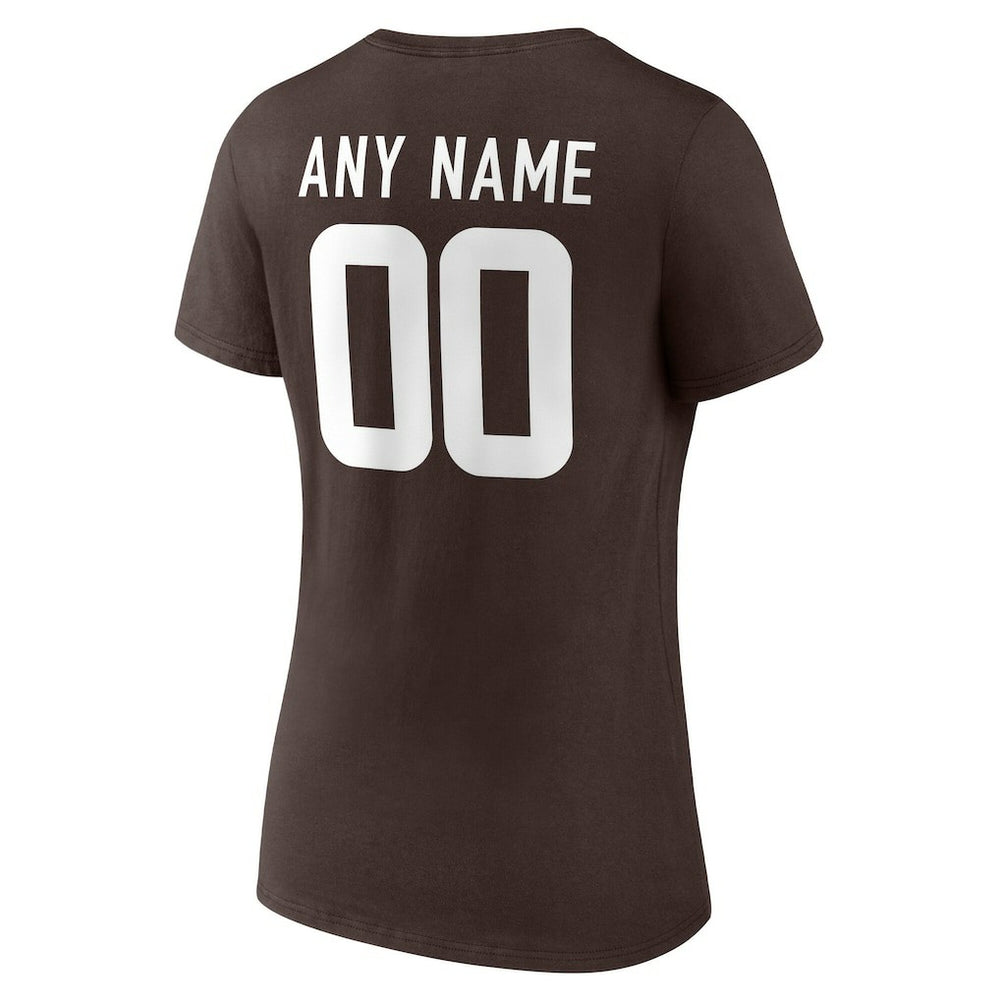 Women's Team Authentic Personalized Name & Number V-Neck T-Shirt - Cleveland Browns