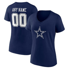 Women's Team Authentic Personalized Name & Number V-Neck T-Shirt - Dallas Cowboys