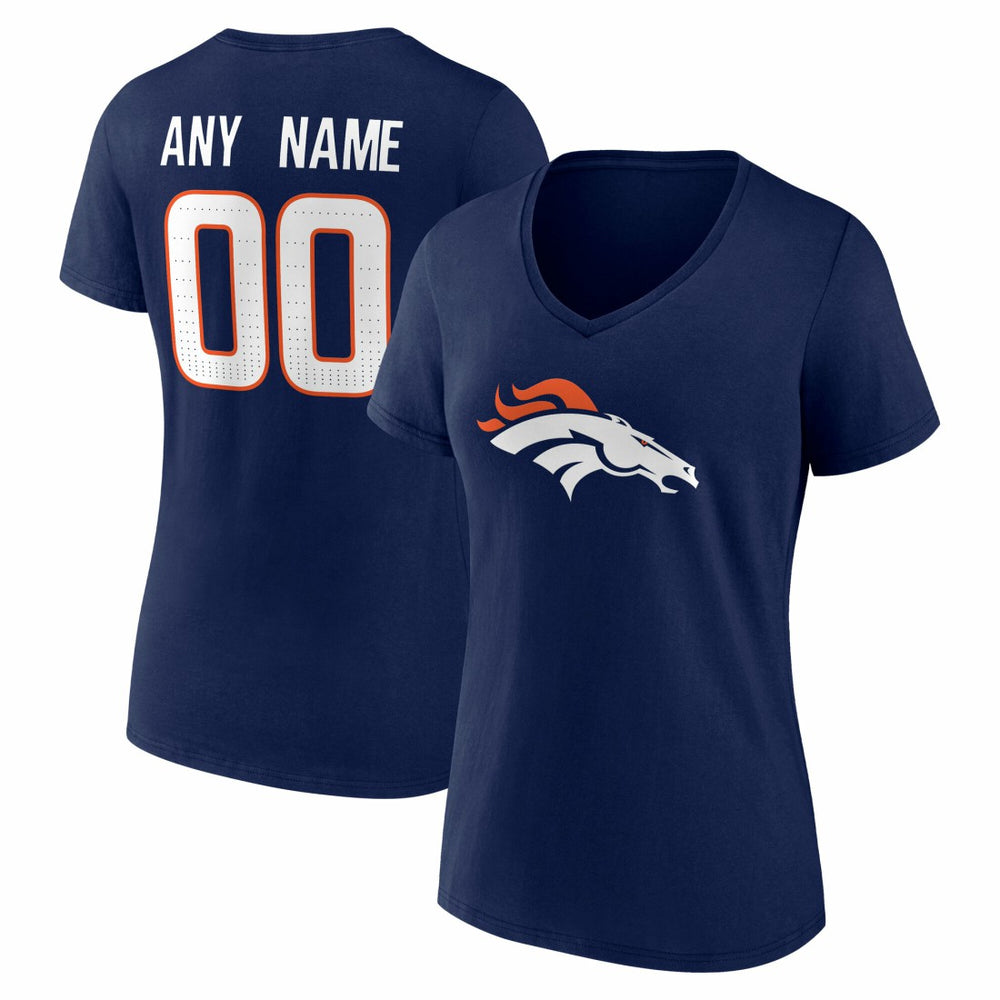 Women's Team Authentic Personalized Name & Number V-Neck T-Shirt - Denver Broncos