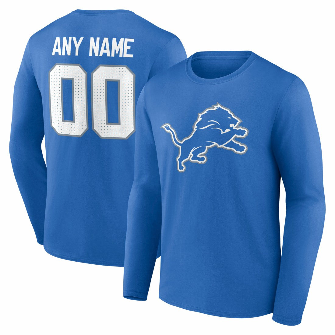 Team Authentic Personalized Name & Number Long Sleeve T-Shirt - Detroit Lions