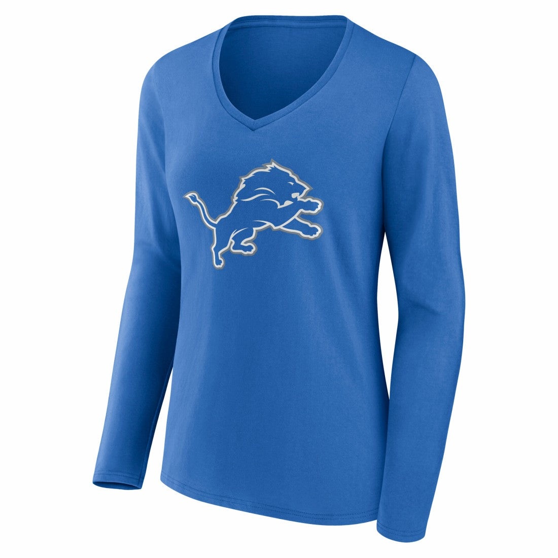 Women's Team Authentic Personalized Name & Number Long Sleeve V-Neck T-Shirt - Detroit Lions