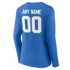 Women's Team Authentic Personalized Name & Number Long Sleeve V-Neck T-Shirt - Detroit Lions