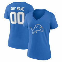 Women's Team Authentic Personalized Name & Number V-Neck T-Shirt - Detroit Lions
