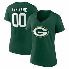 Women's Team Authentic Personalized Name & Number V-Neck T-Shirt - Green Bay Packers