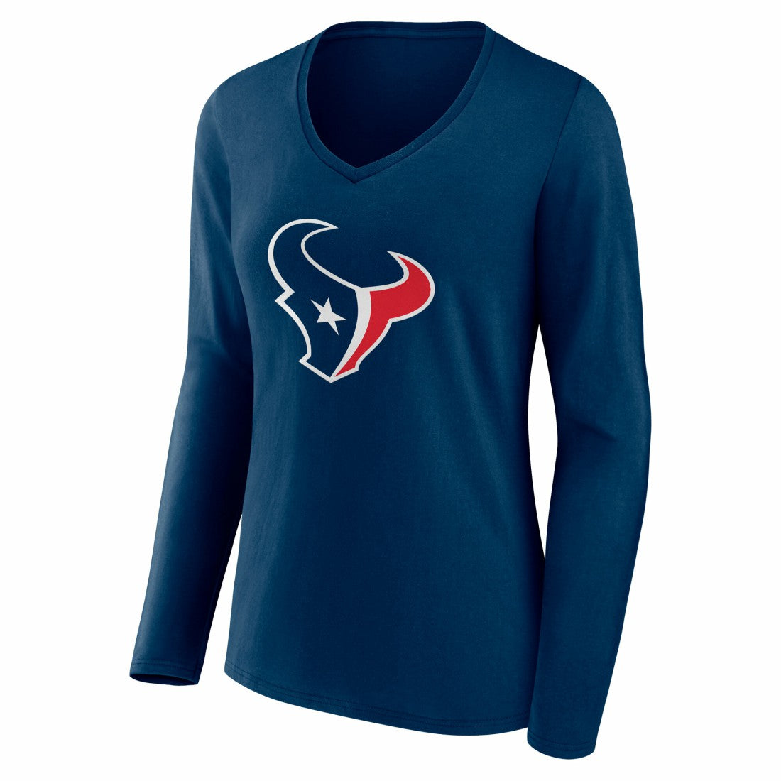 Women's Team Authentic Personalized Name & Number Long Sleeve V-Neck T-Shirt - Houston Texans