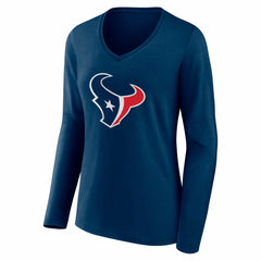 Women's Team Authentic Personalized Name & Number Long Sleeve V-Neck T-Shirt - Houston Texans