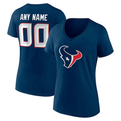 Women's Team Authentic Personalized Name & Number V-Neck T-Shirt - Houston Texans