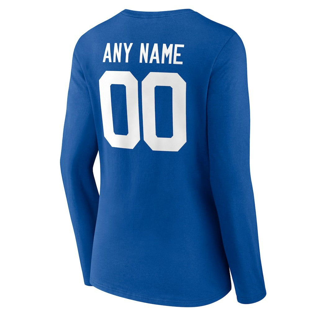 Women's Team Authentic Personalized Name & Number Long Sleeve V-Neck T-Shirt - Indianapolis Colts