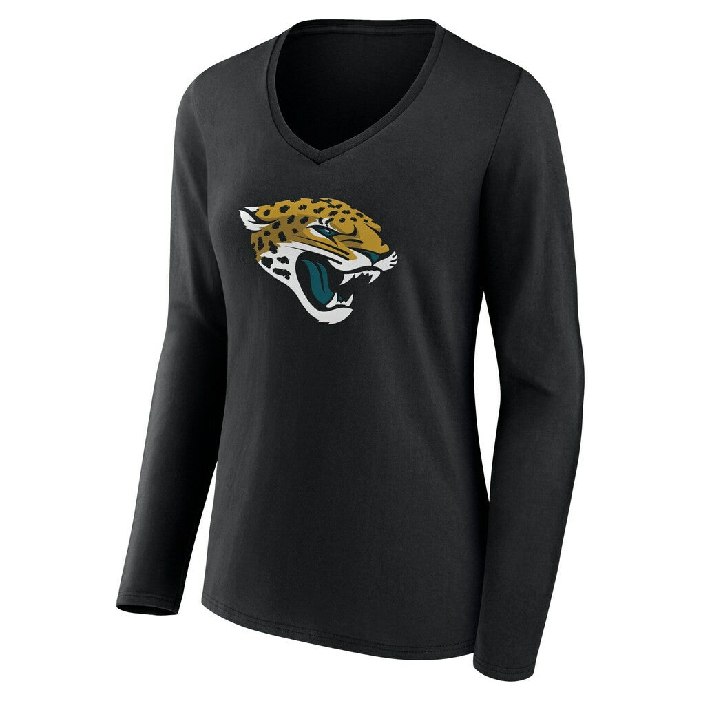 Women's Team Authentic Personalized Name & Number Long Sleeve V-Neck T-Shirt - Jacksonville Jaguars