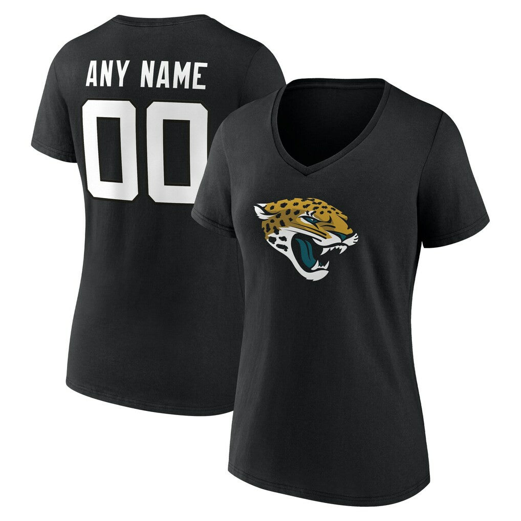 Women's Team Authentic Personalized Name & Number V-Neck T-Shirt - Jacksonville Jaguars