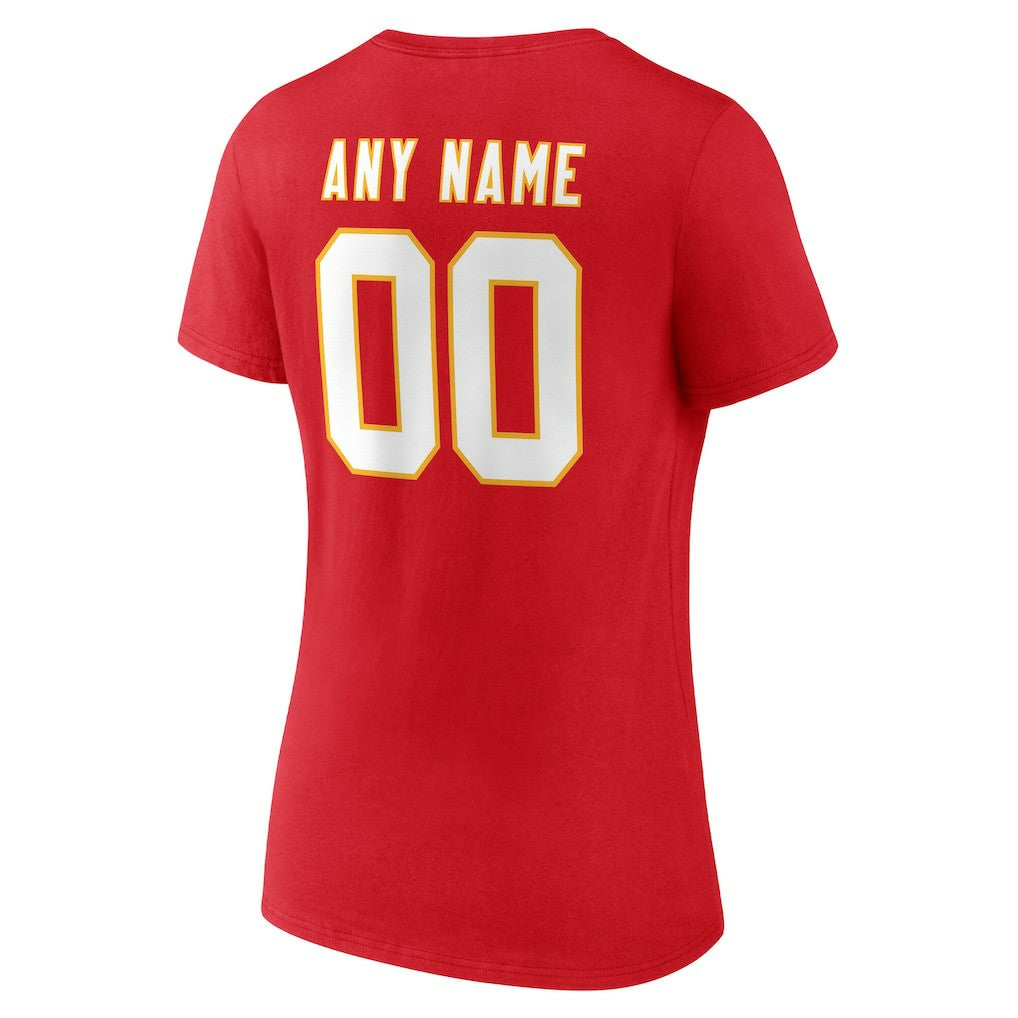 Women's Team Authentic Personalized Name & Number V-Neck T-Shirt - Kansas City Chiefs