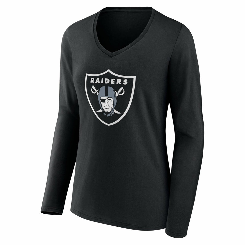 Women's Team Authentic Personalized Name & Number Long Sleeve V-Neck T-Shirt - Las Vegas Raiders