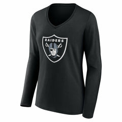 Women's Team Authentic Personalized Name & Number Long Sleeve V-Neck T-Shirt - Las Vegas Raiders