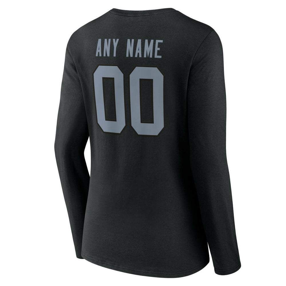 Women's Team Authentic Personalized Name & Number Long Sleeve V-Neck T-Shirt - Las Vegas Raiders