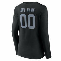 Women's Team Authentic Personalized Name & Number Long Sleeve V-Neck T-Shirt - Las Vegas Raiders