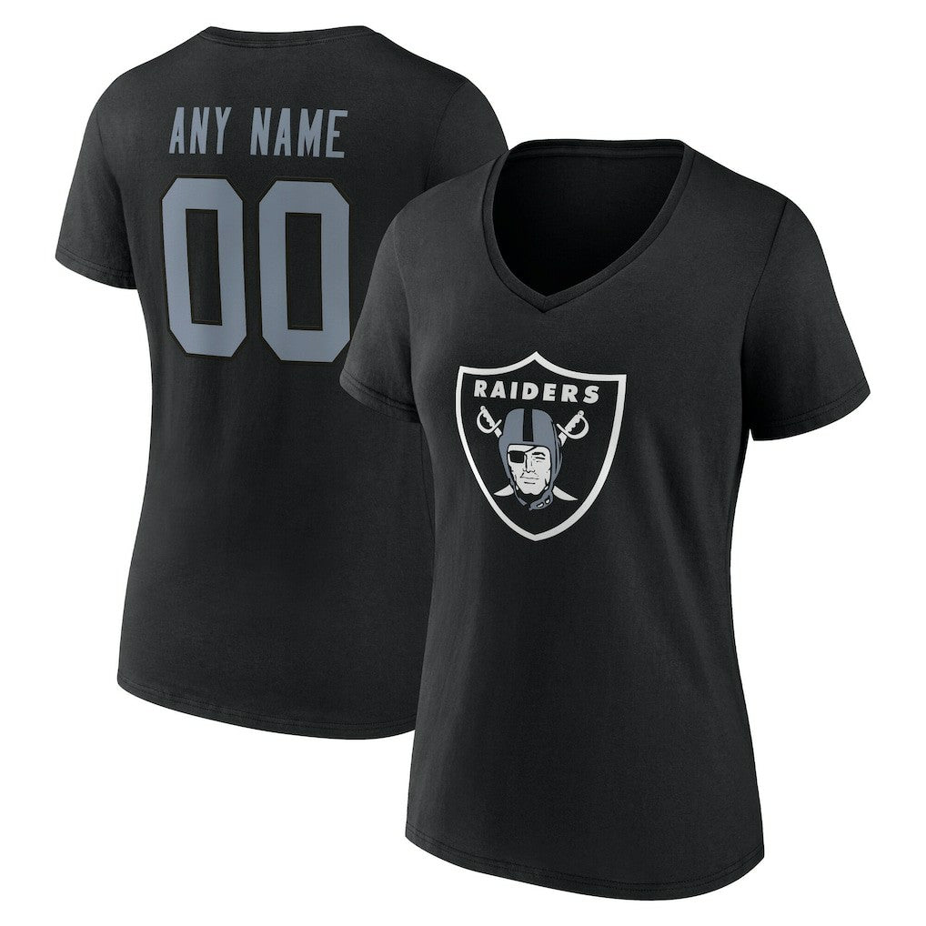 Women's Team Authentic Personalized Name & Number V-Neck T-Shirt - Las Vegas Raiders