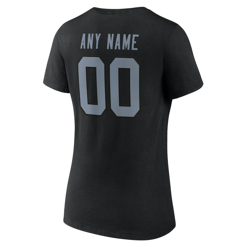 Women's Team Authentic Personalized Name & Number V-Neck T-Shirt - Las Vegas Raiders