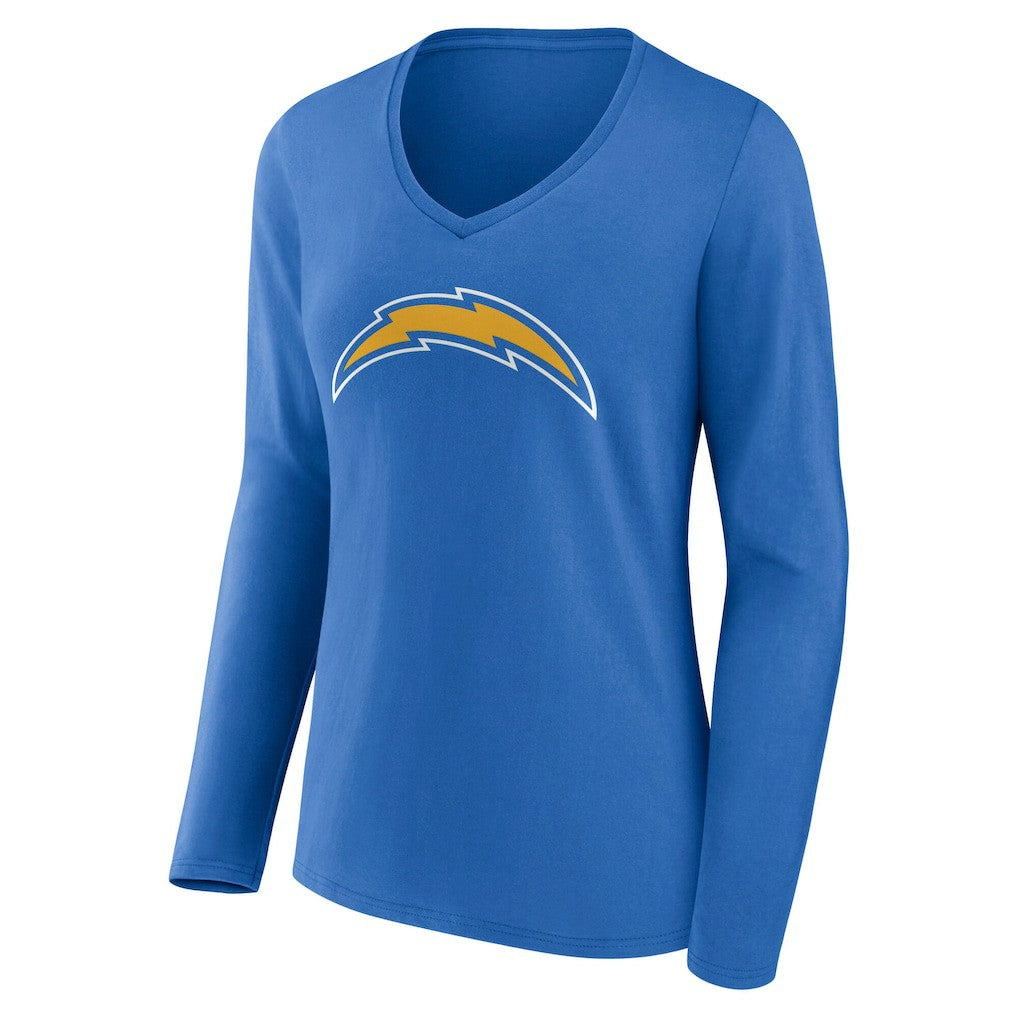 Women's Team Authentic Personalized Name & Number Long Sleeve V-Neck T-Shirt - Los Angeles Chargers