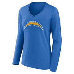 Women's Team Authentic Personalized Name & Number Long Sleeve V-Neck T-Shirt - Los Angeles Chargers