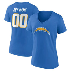Women's Team Authentic Personalized Name & Number V-Neck T-Shirt - Los Angeles Chargers