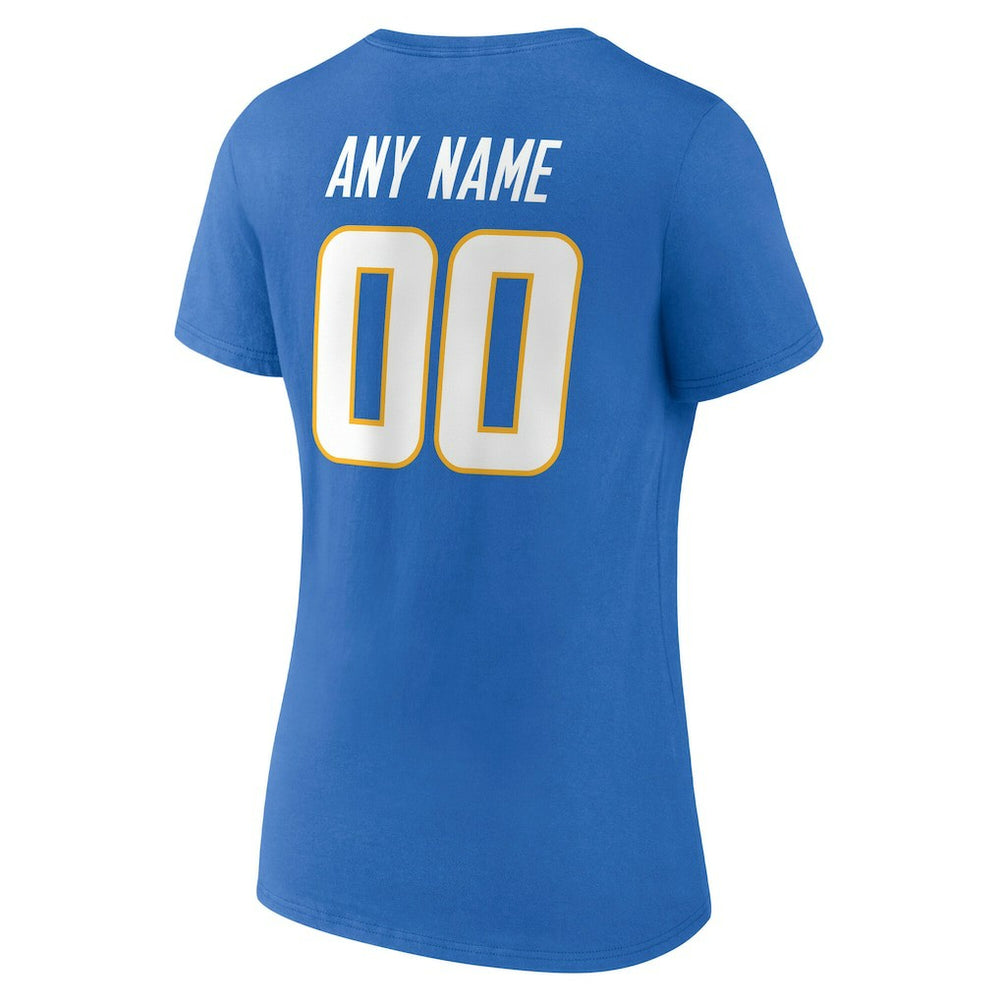 Women's Team Authentic Personalized Name & Number V-Neck T-Shirt - Los Angeles Chargers