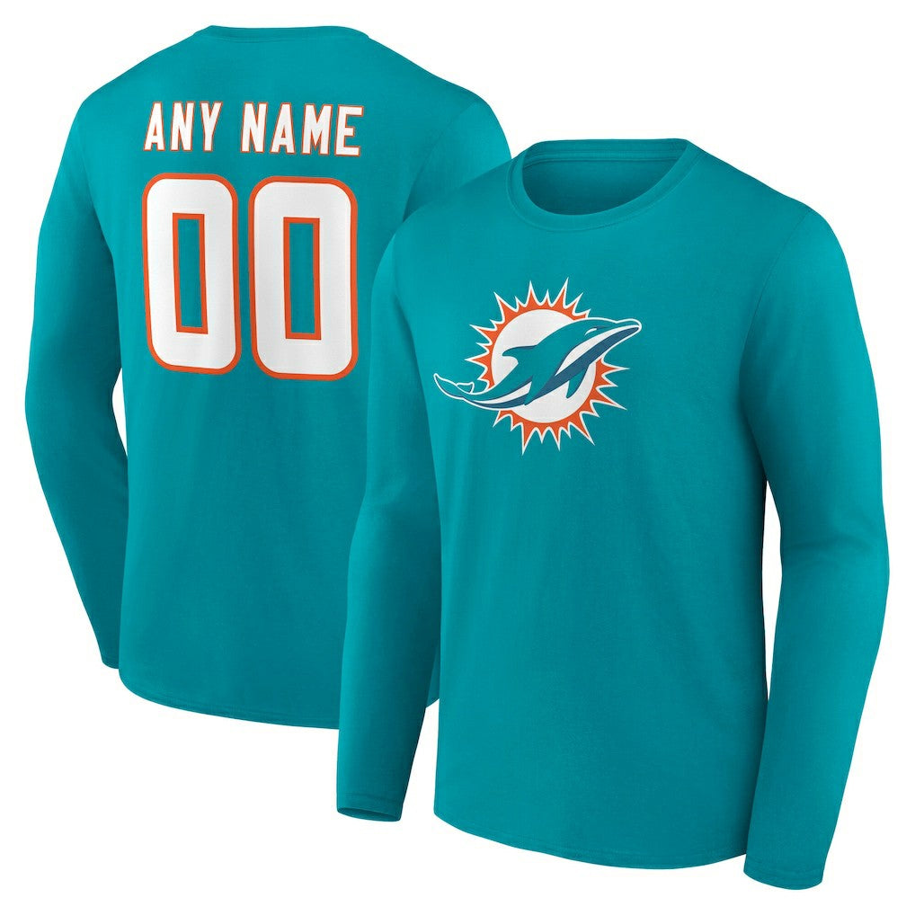 Team Authentic Personalized Name & Number Long Sleeve T-Shirt - Miami Dolphins