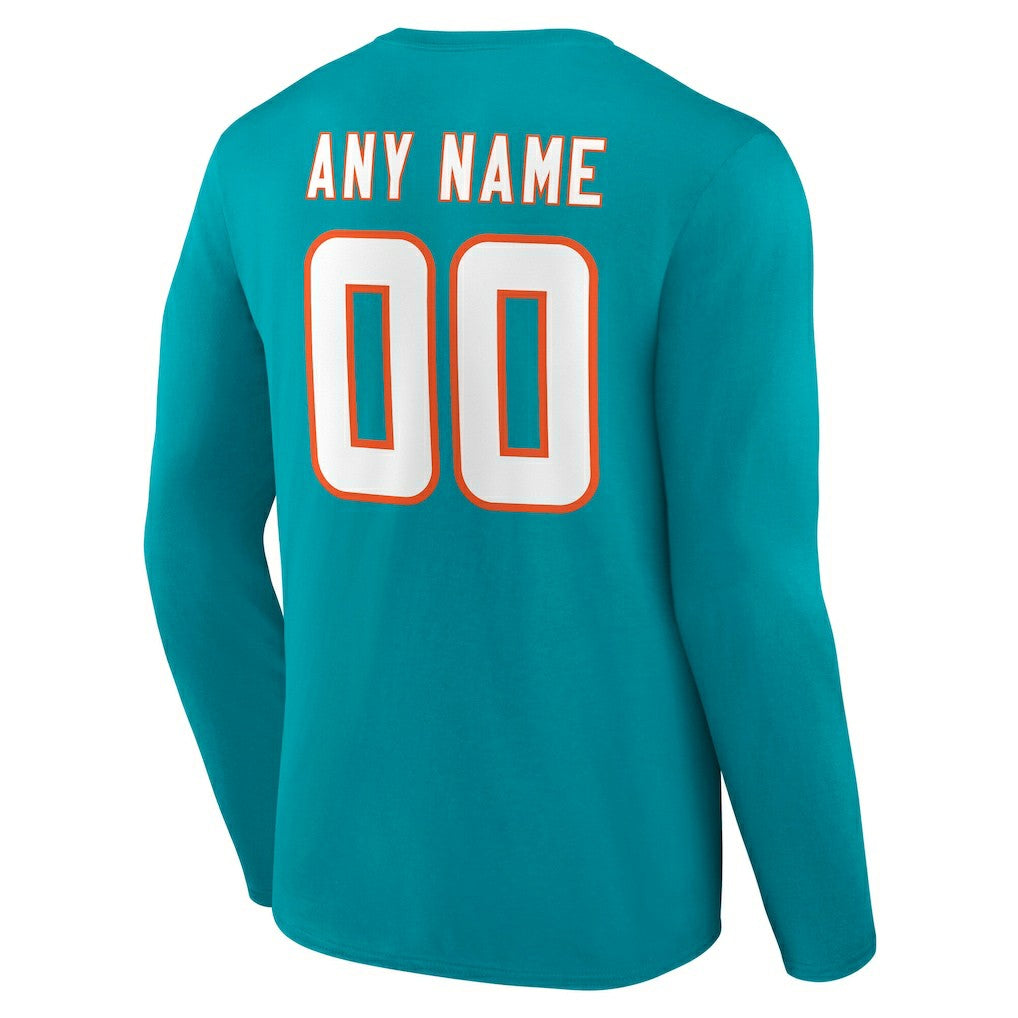 Team Authentic Personalized Name & Number Long Sleeve T-Shirt - Miami Dolphins