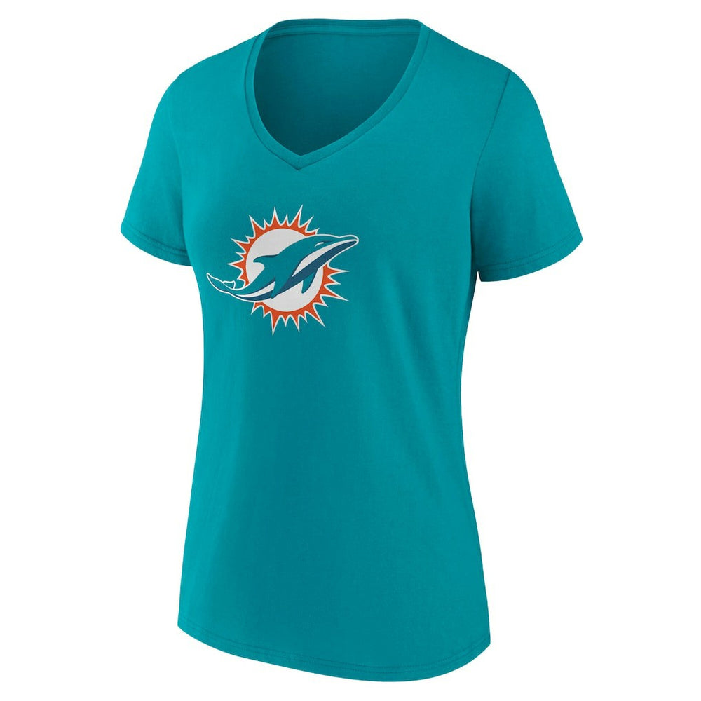Women's Team Authentic Personalized Name & Number V-Neck T-Shirt - Miami Dolphins