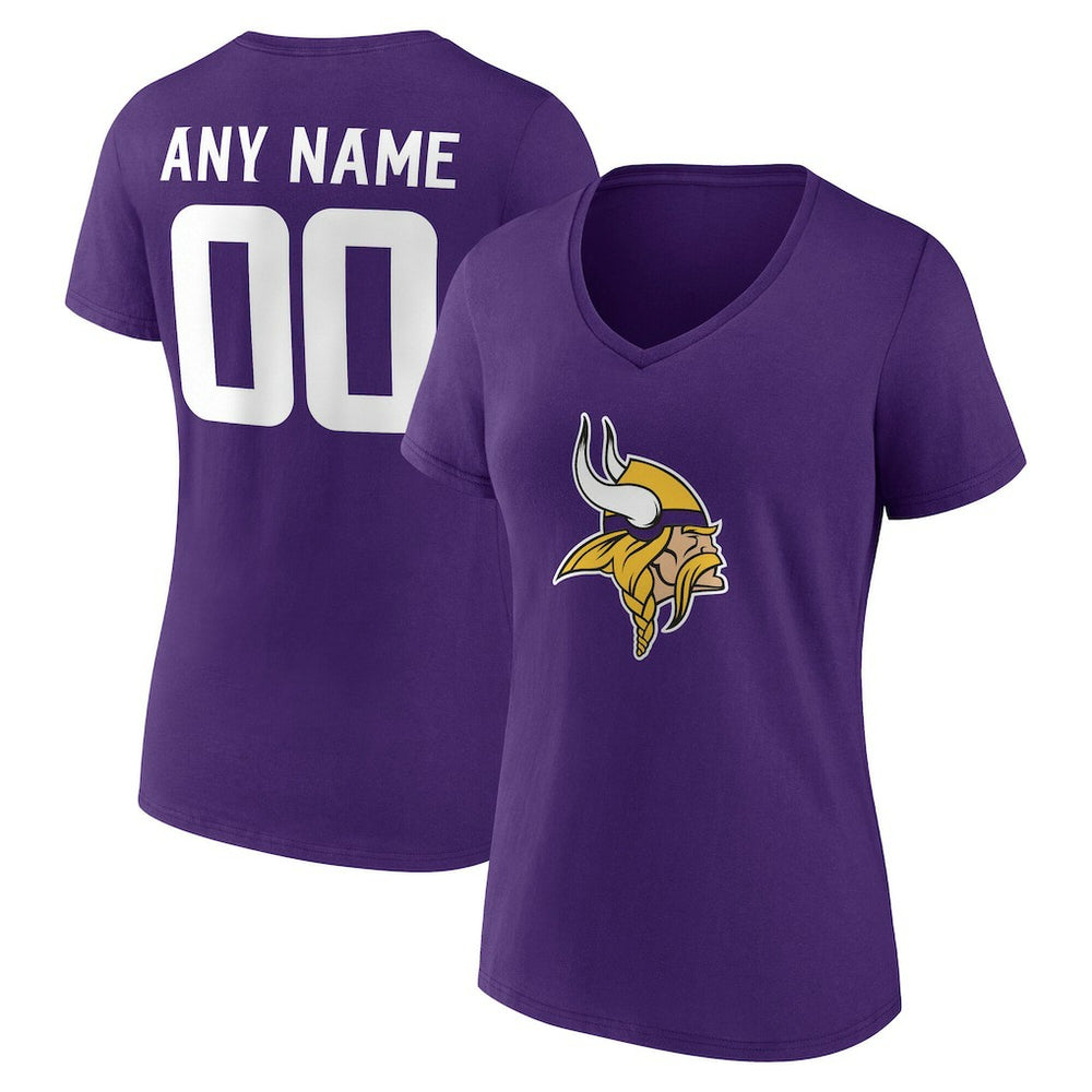 Women's Team Authentic Personalized Name & Number V-Neck T-Shirt - Minnesota Vikings