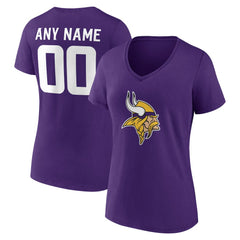 Women's Team Authentic Personalized Name & Number V-Neck T-Shirt - Minnesota Vikings