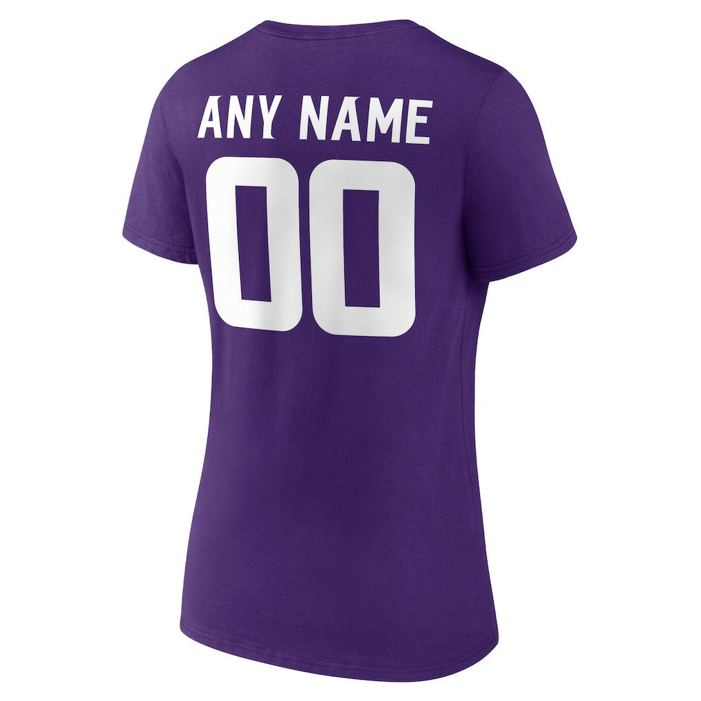 Women's Team Authentic Personalized Name & Number V-Neck T-Shirt - Minnesota Vikings